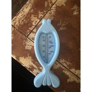 Vintage Baby Bath Thermometer Blue Fish Shape Nursery Decor Made in China
